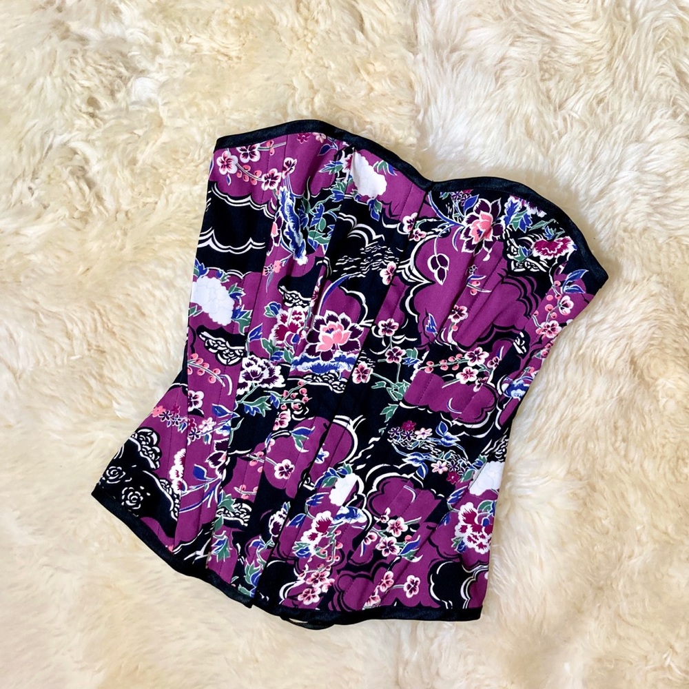 Purple Floral Corset Top by Charlotte Russoe